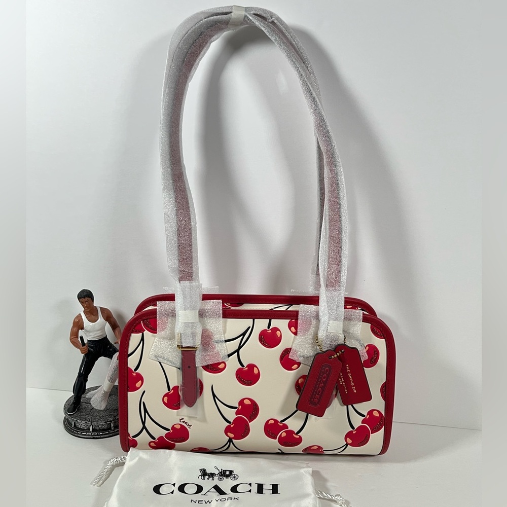 Coach Swing Zip Bag With Cherry Print $425 NWT